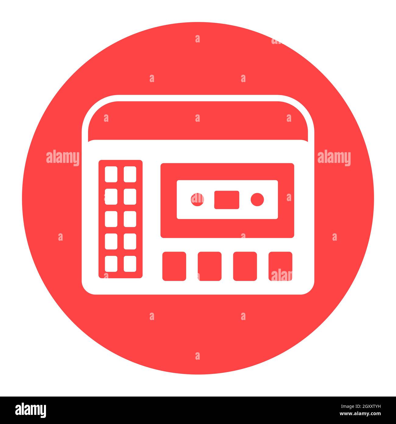 Cassettophone 70s music. Retro cassette recorder player vector white