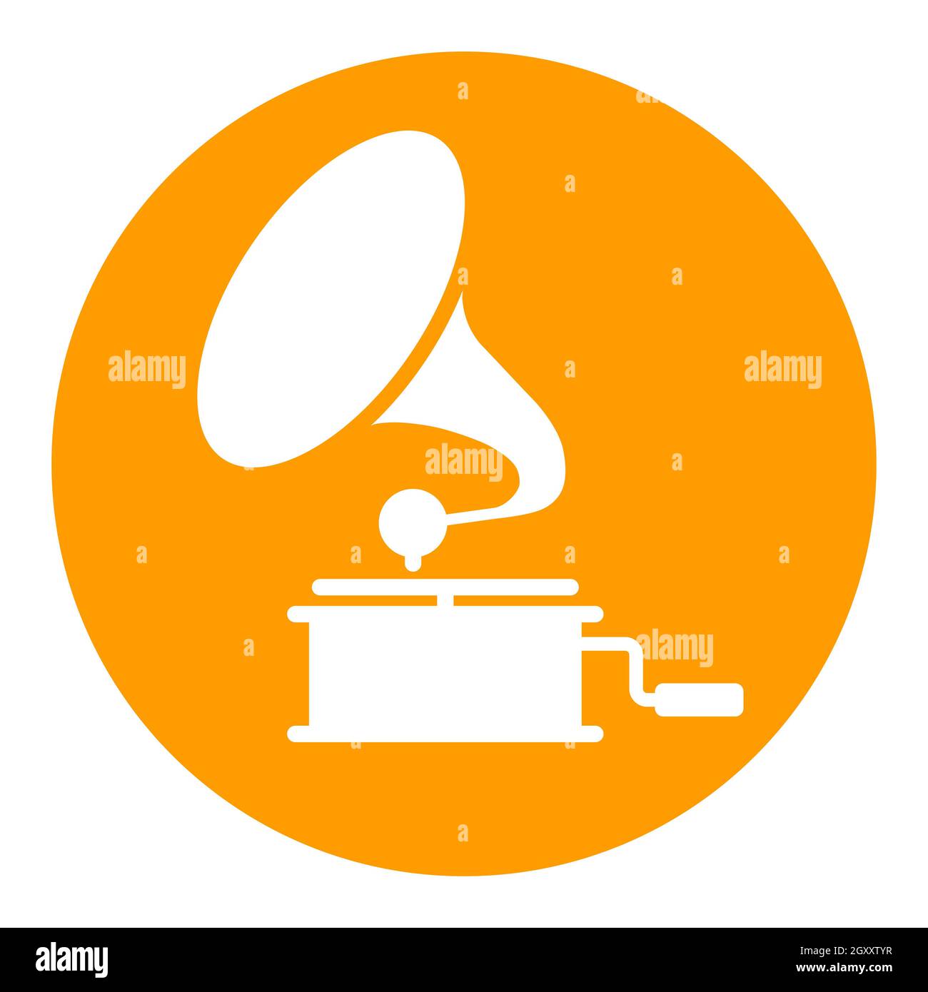 Gramophone vector white glyph icon. Music sign. Graph symbol for music ...