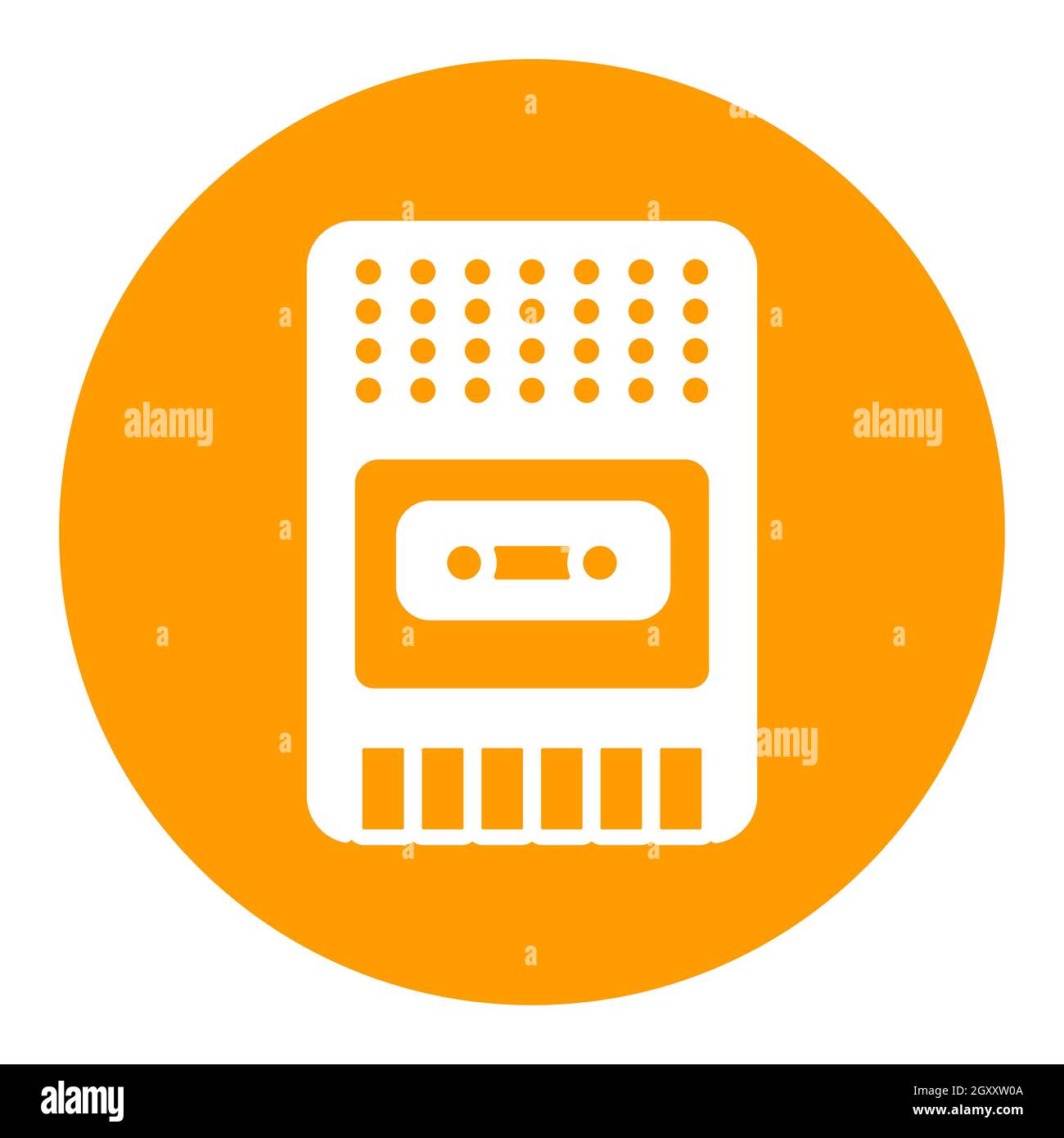 Vintage audio tape recorder vector white glyph icon. Graph symbol for