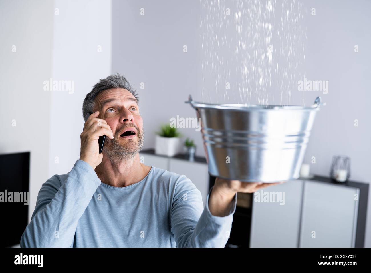Water Flood And Pipe Leak In House Stock Photo