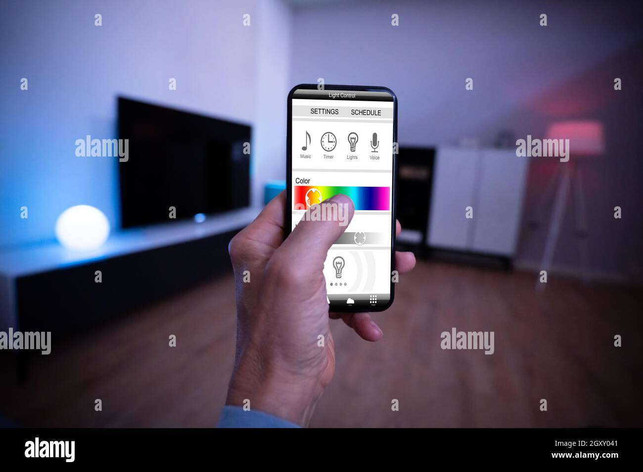 Smart Light Control Using Mobile Phone And Smarthome Stock Photo Alamy