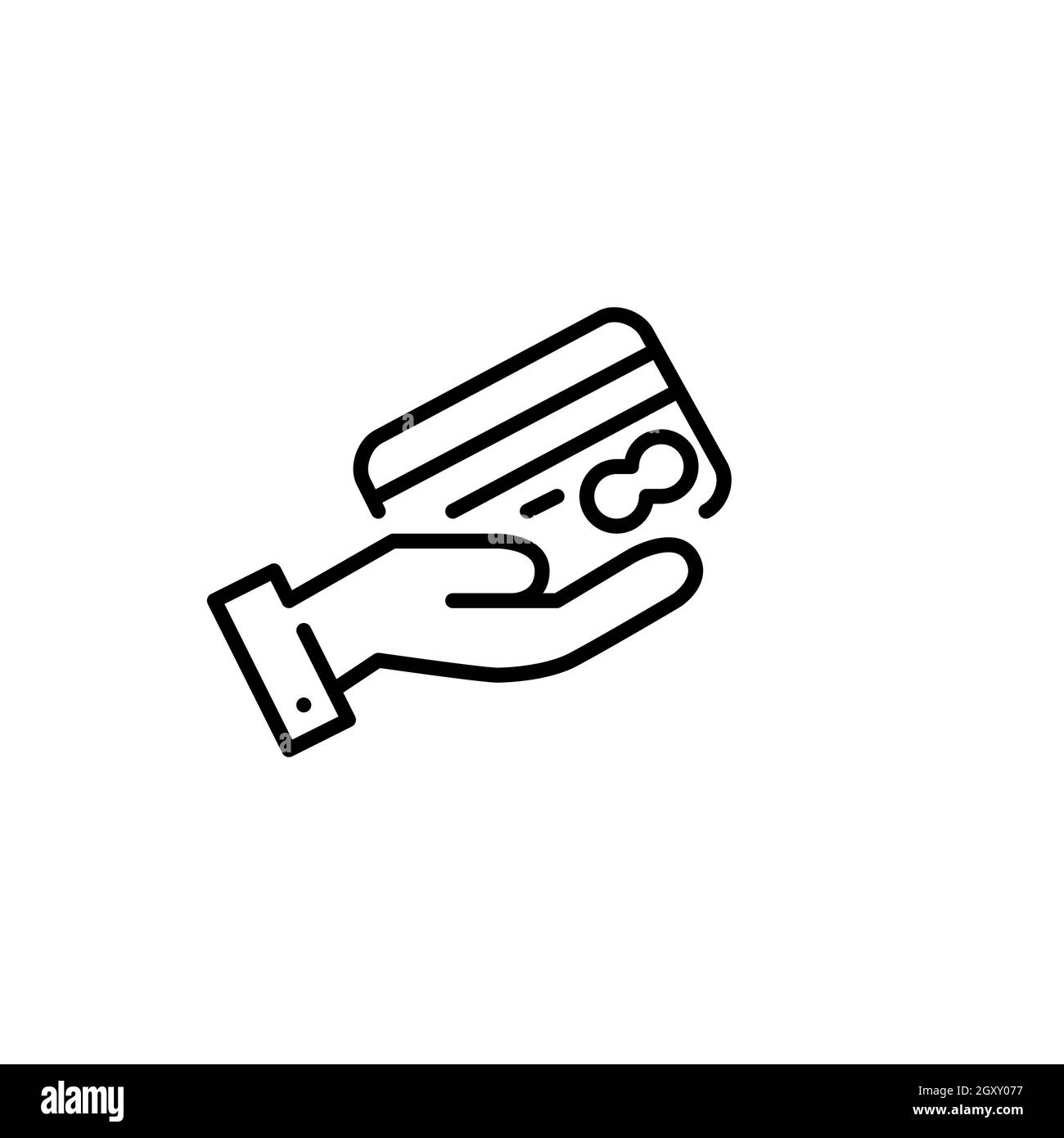 Credit card payment type icons. Hand with plastic card. Pixel perfect ...