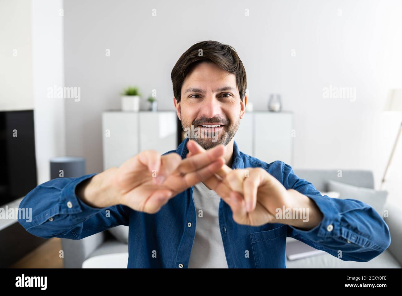 Learning Sign Language. Hearing Disability Talking Using Hands Stock Photo