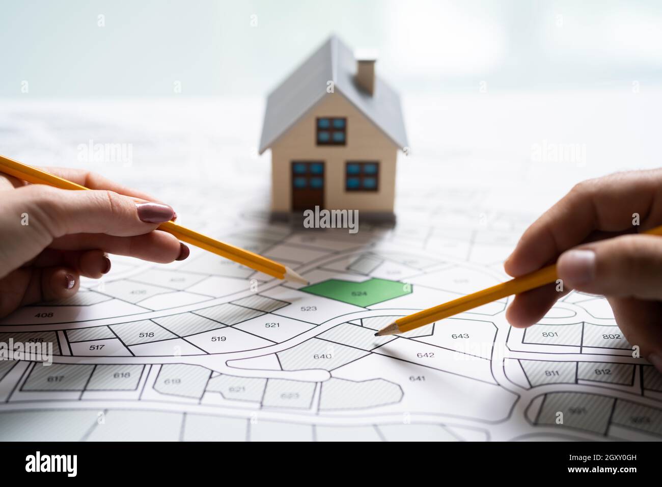 Land Development Map. Developer With Project Plot Stock Photo Alamy