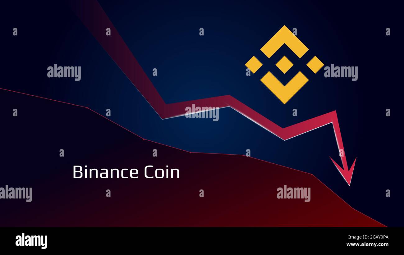 Binance Coin BNB in downtrend and price falls down. Crypto coin symbol and  red down arrow. Uniswap crushed and fell down. Cryptocurrency trading crisi  Stock Photo - Alamy