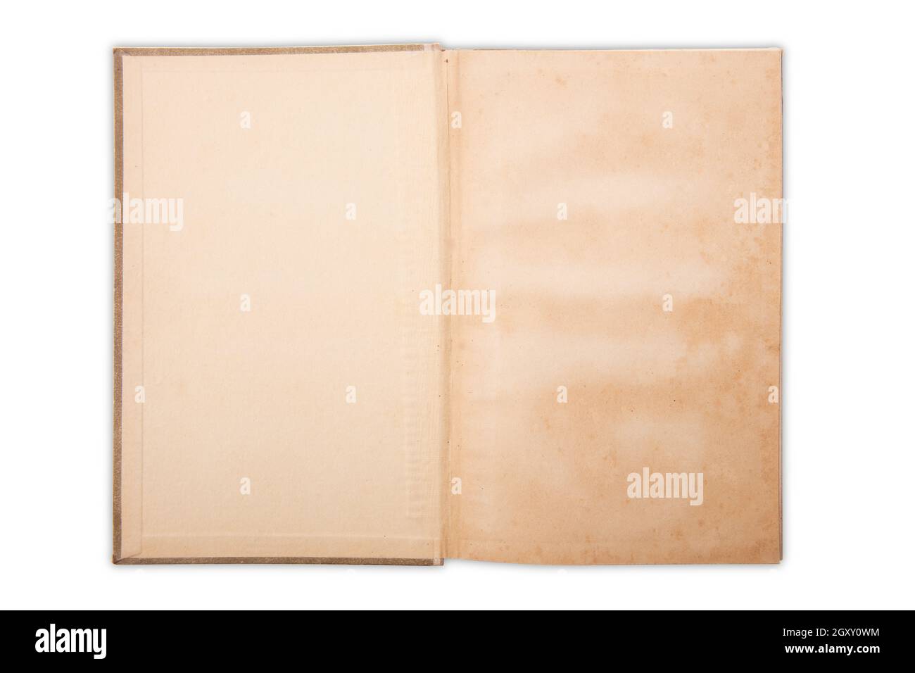 Opened antique book isolated on white background Stock Photo