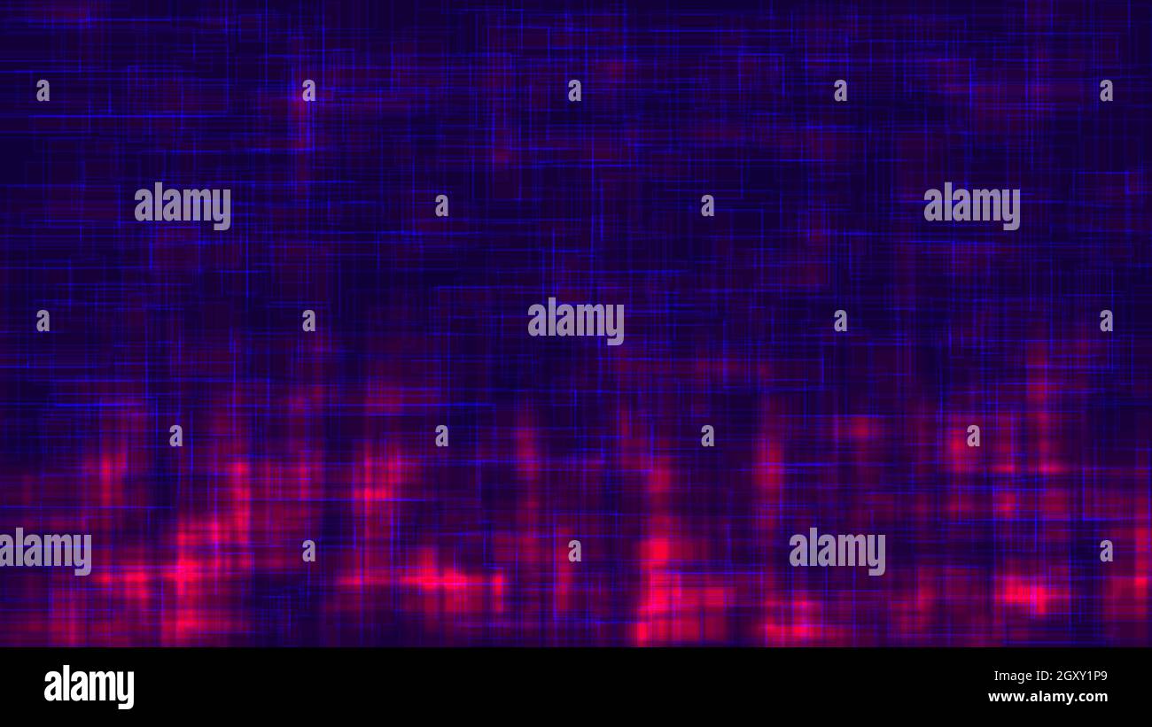 Abstract geometric background of blue stripes and red glow at the ...