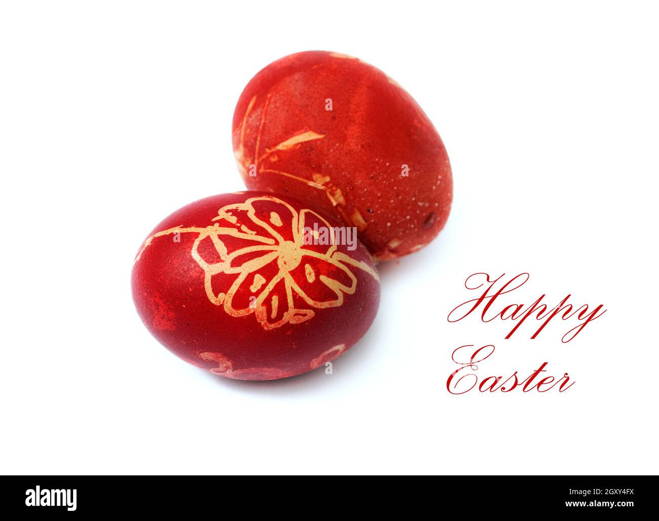 Decorative red easter eggs isolated over white Stock Photo