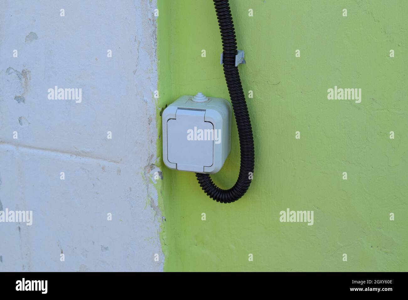 The socket in the open air. The socket on the wall Stock Photo Alamy