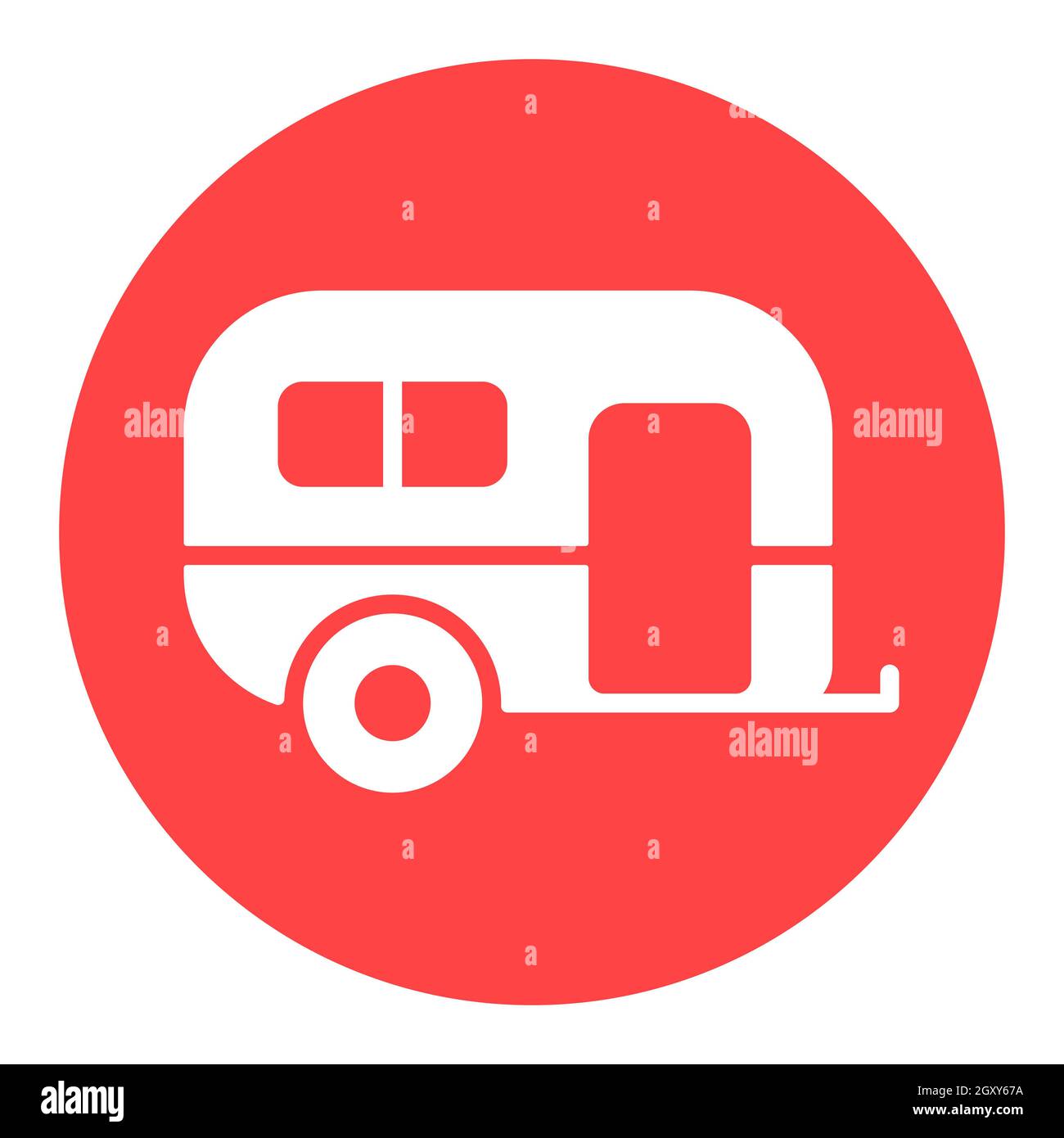 Caravan trailer vector white glyph icon. Camping sign. Graph symbol for ...