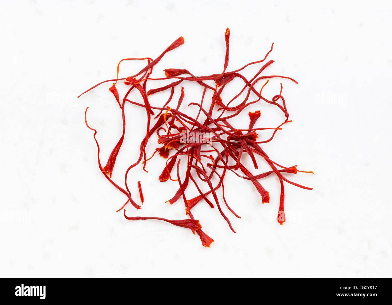 several crocus saffron threads close up on gray ceramic plate Stock ...