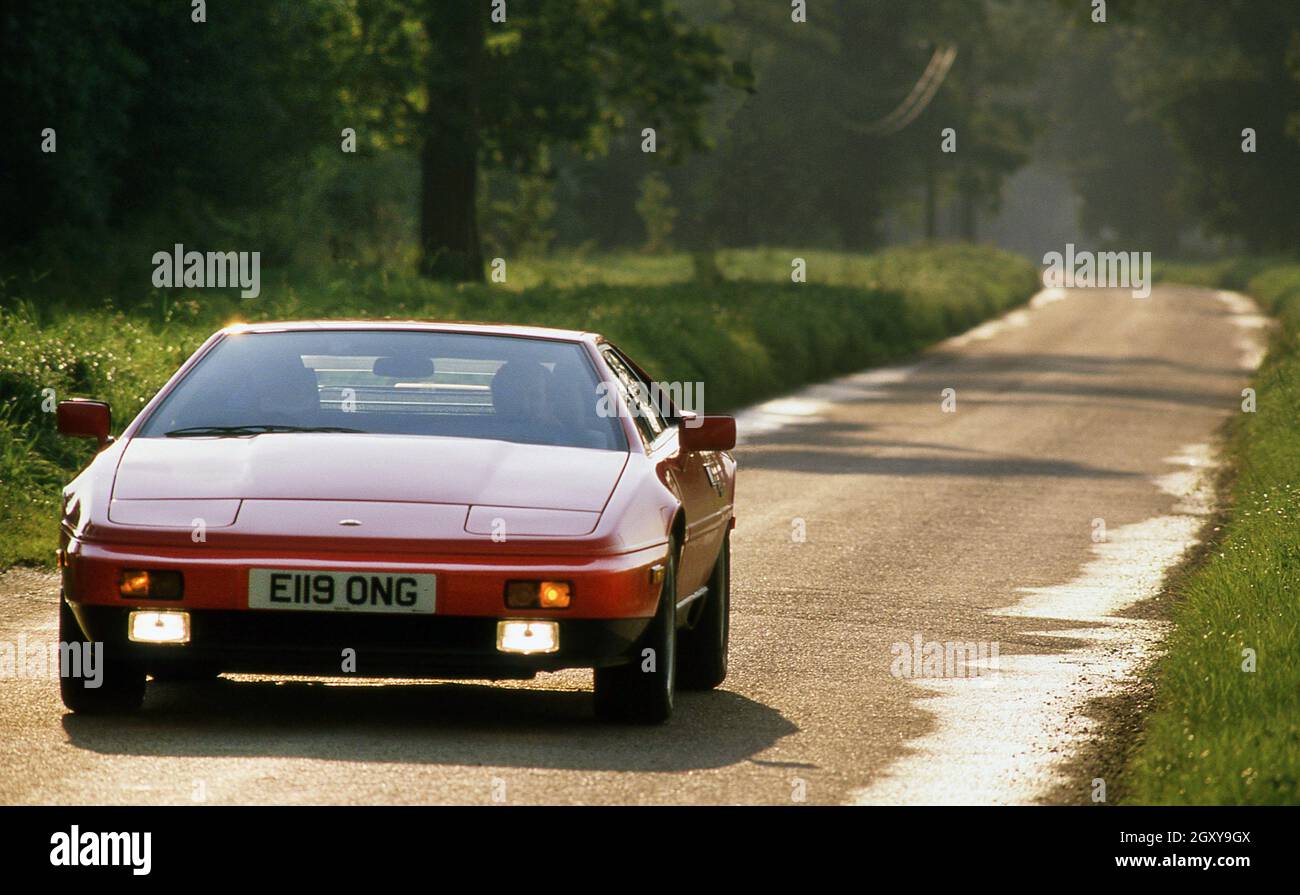 1988 Lotus Esprit Turbo X180 driving in Norfolk UK. Stock Photo