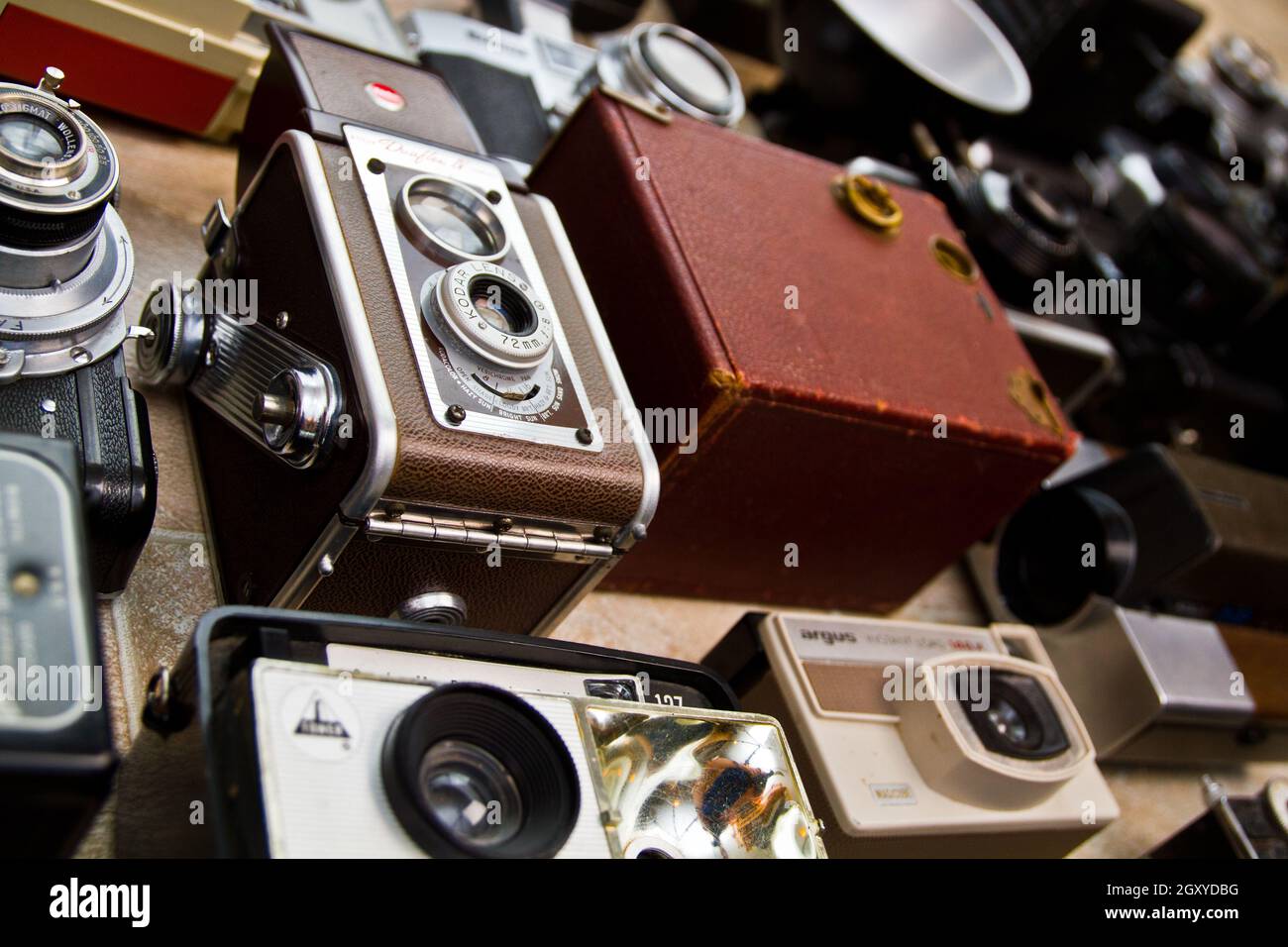 Collection of film cameras background Stock Photo Alamy