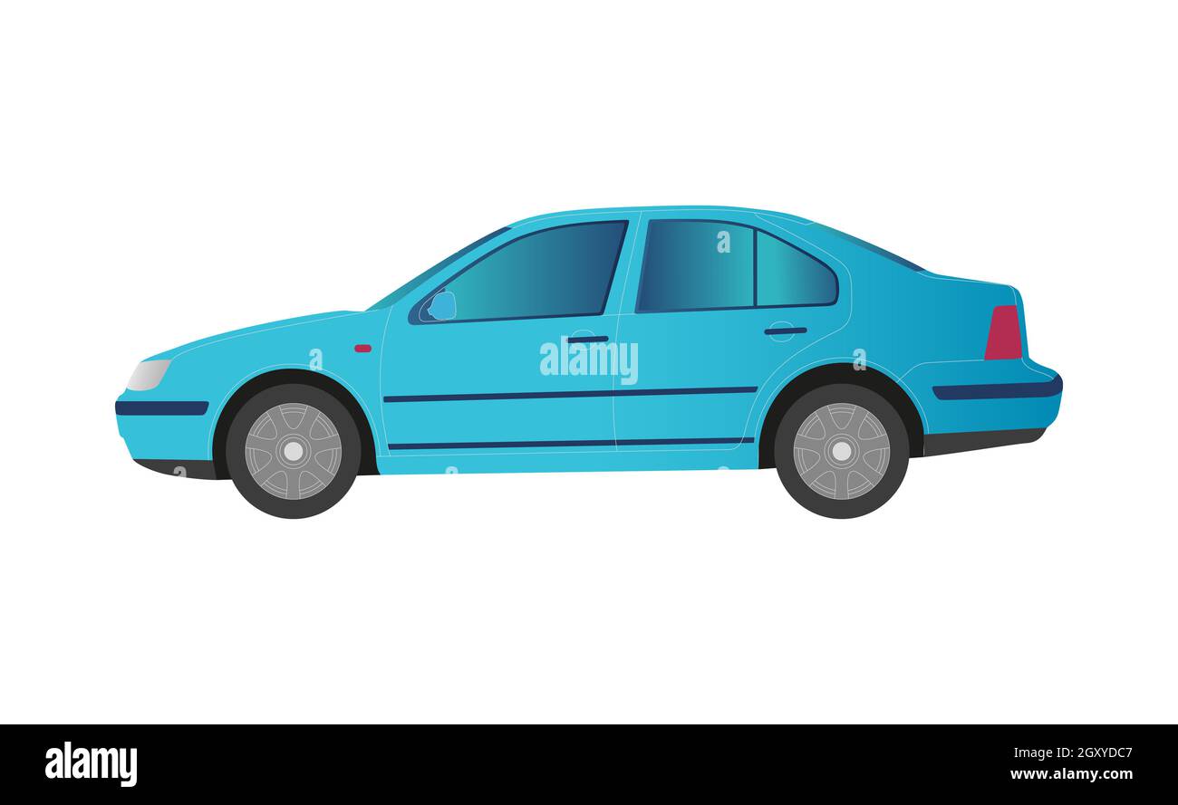 Blue car sedan on white background - Vector illustration Stock Photo ...