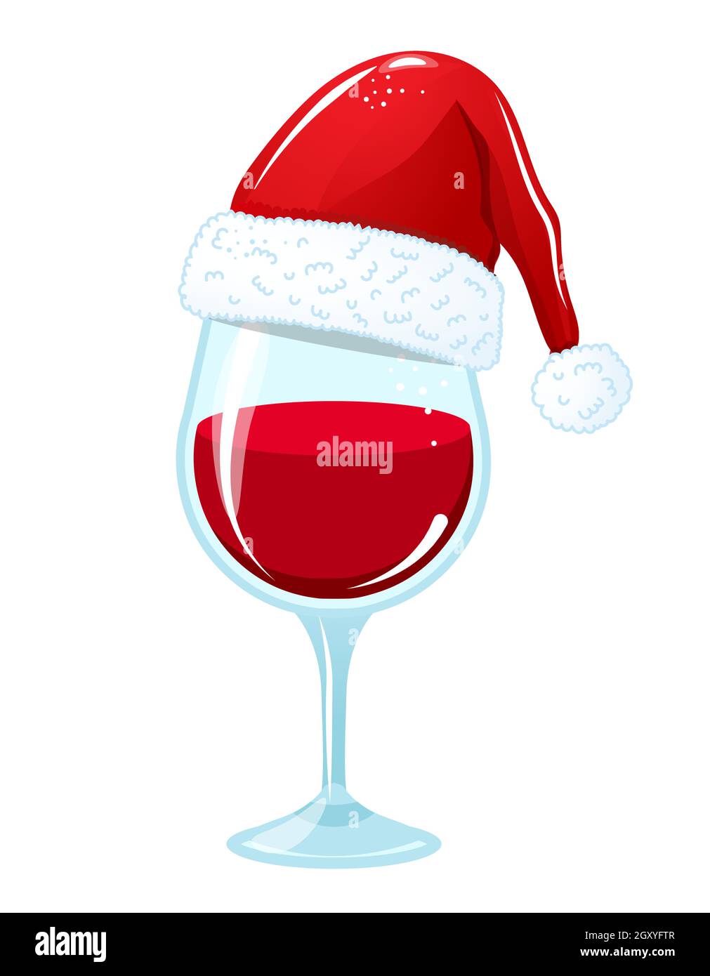 One glass of Wine in Santa hat - red wine with Santa hat. Merry Christmas  decoration. Jingle Juice, Holiday cheers. Home decoration or t shirt design  Stock Vector Image & Art - Alamy