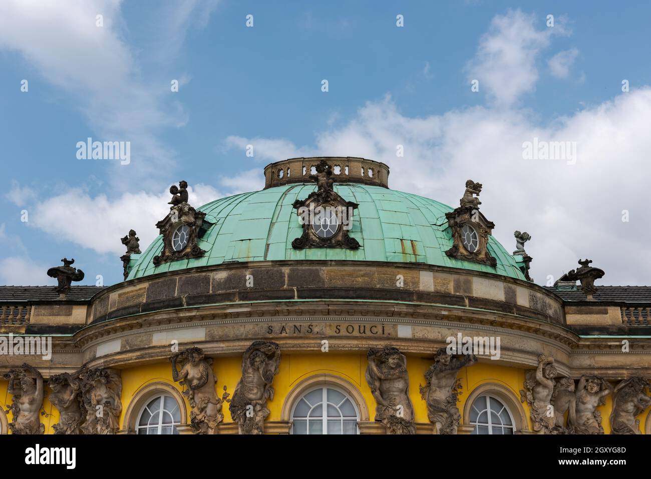 Entrance of the renaissance castle Sanssouci in Potsdam on sunny day in summer Stock Photo