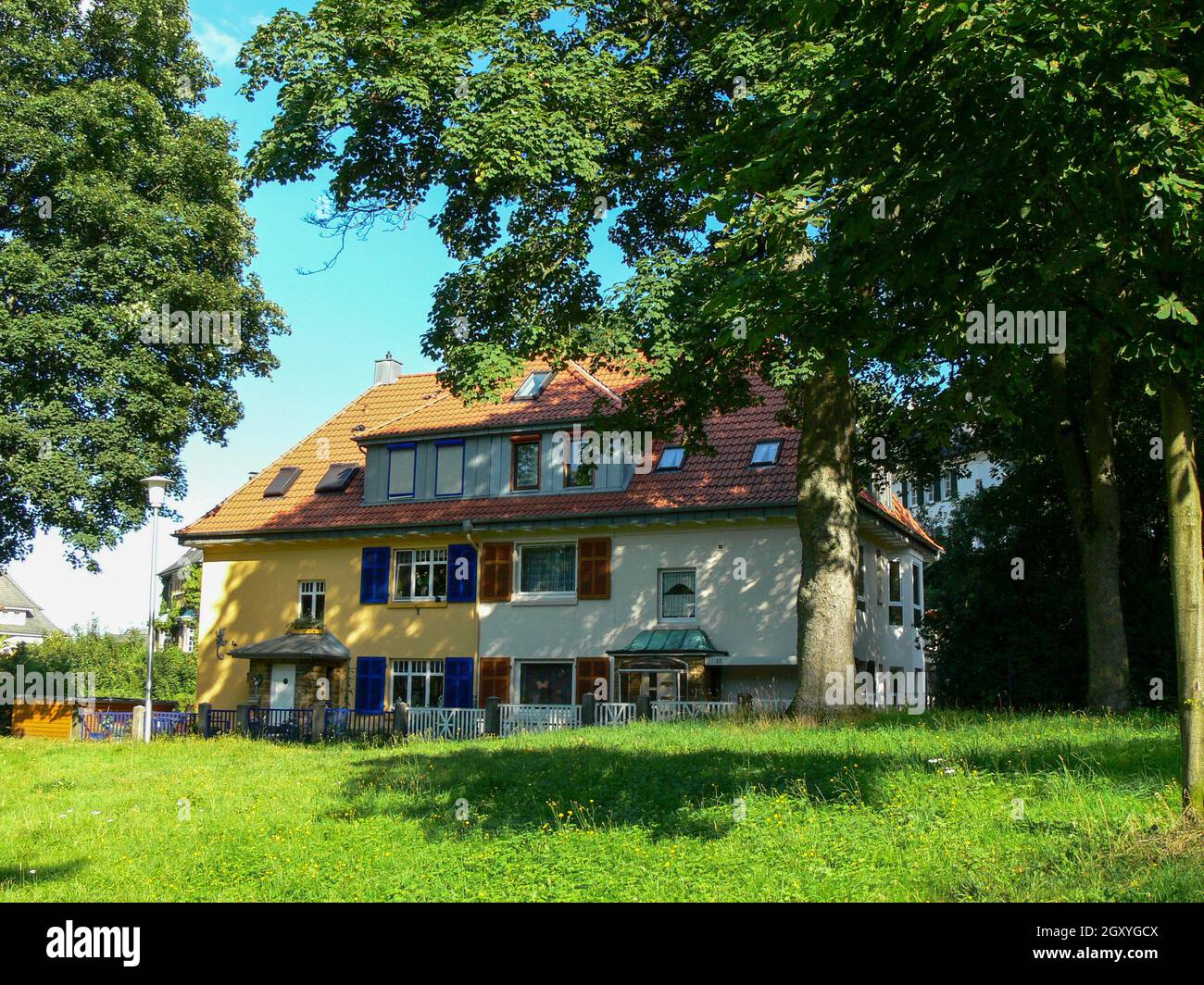 Large modern house in an idyllic landscape in central Germany Stock Photo