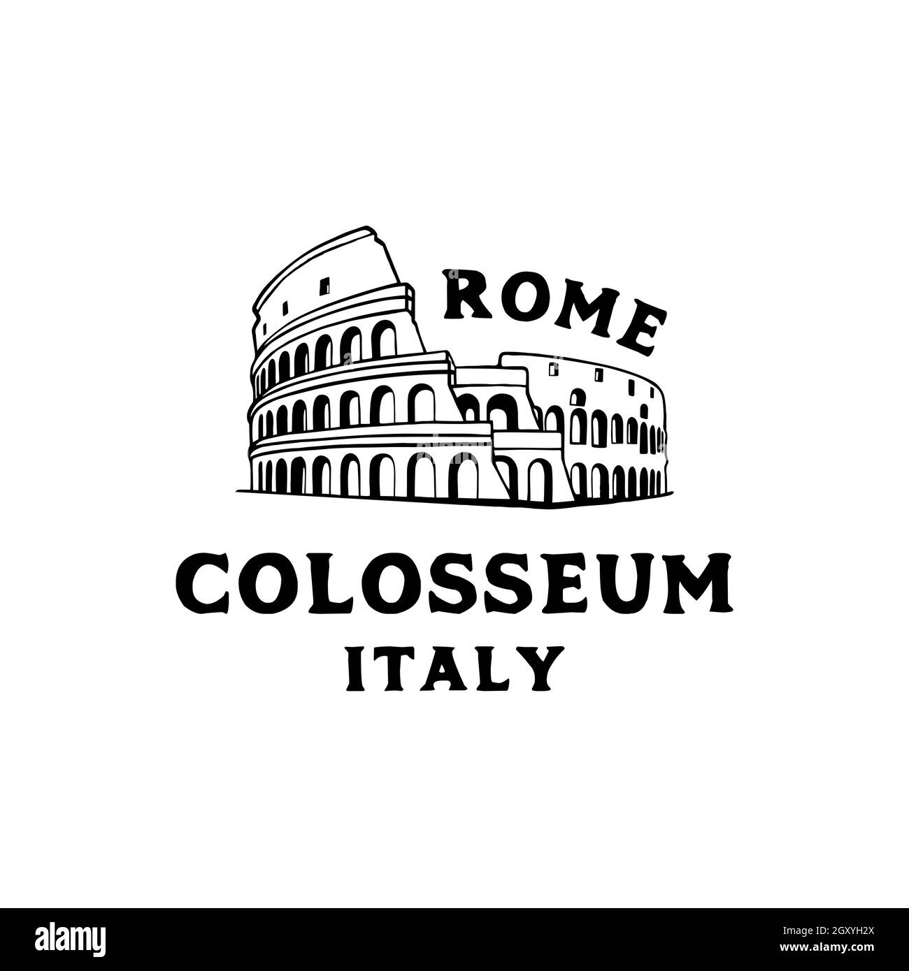 Vector logo of the city of Rome, Italy. Colosseum logo design vector illustration Stock Vector