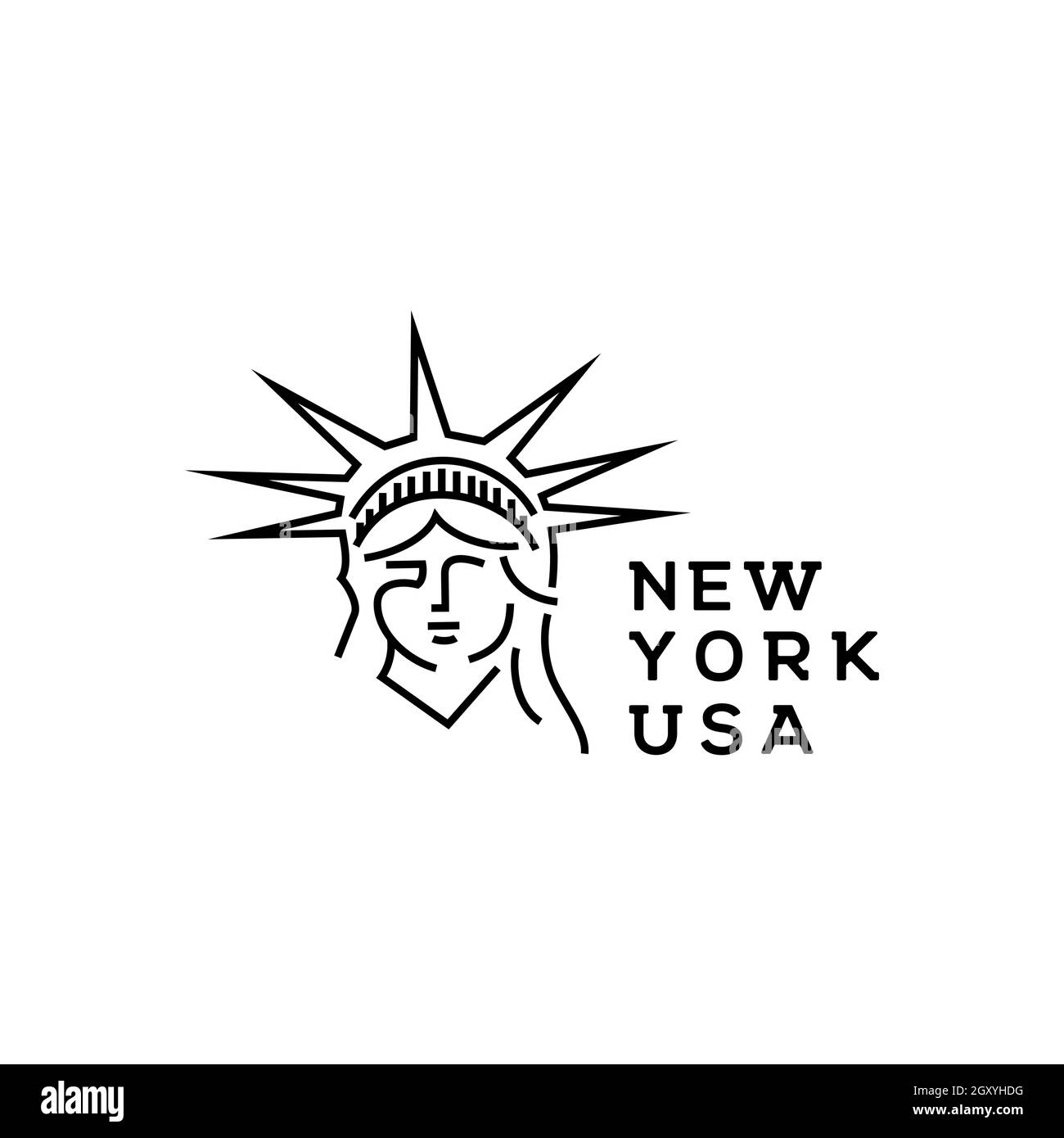 Line art Statue of Liberty logo design template. Liberty statue vector