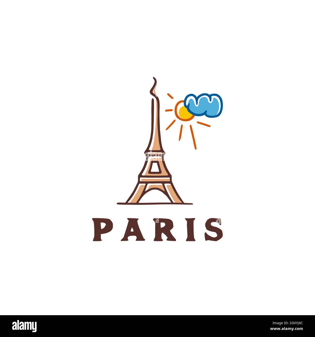 Paris And Eiffel Tower Logo Design Stock Illustration - Download Image Now  - Paris - France, Eiffel Tower - Paris, France - iStock