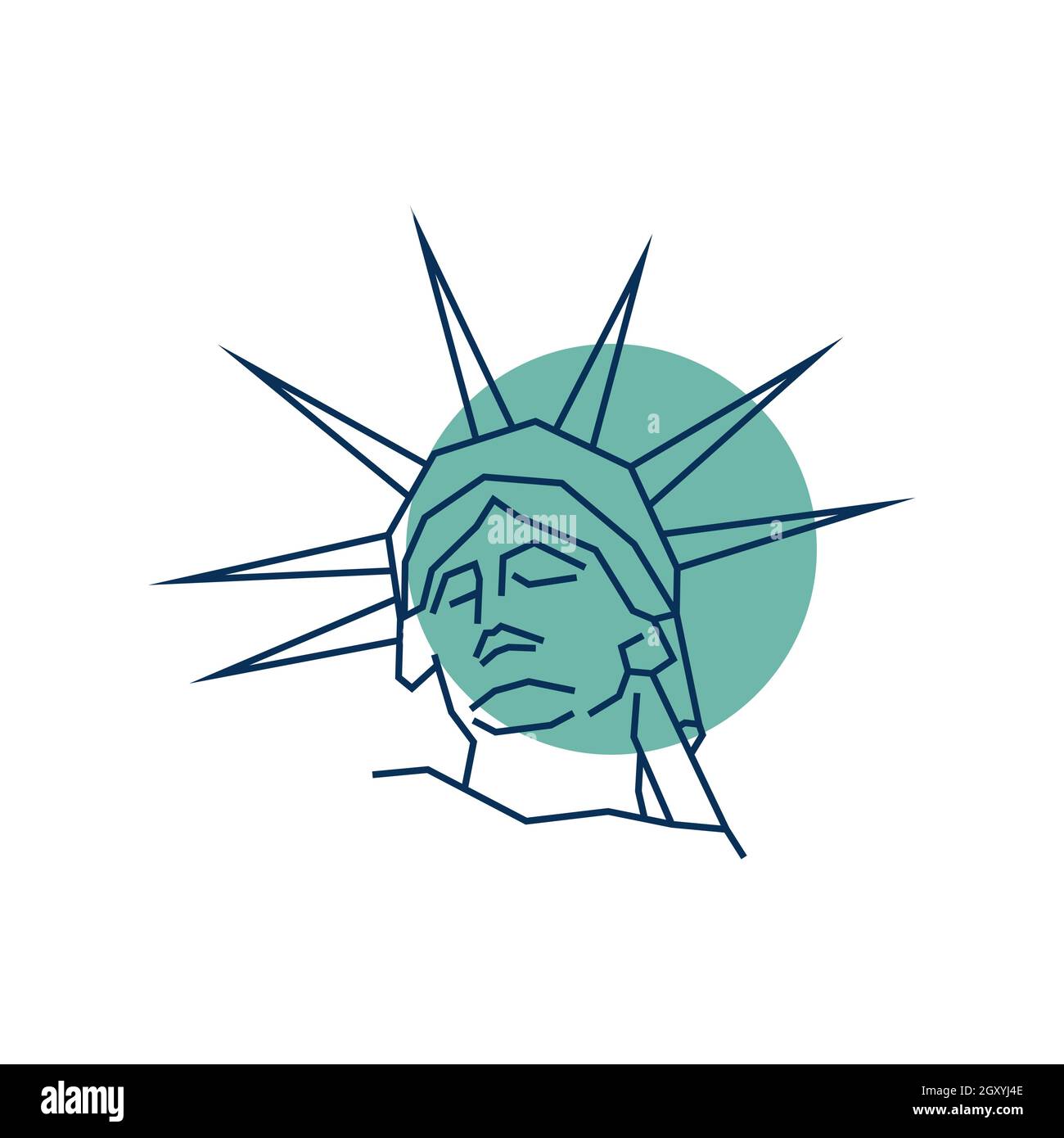 Line art Statue of Liberty logo design template. Liberty statue vector illustration Stock Vector