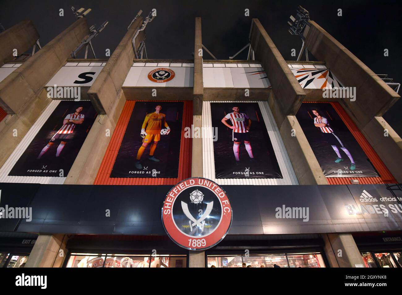 General view of the exterior of Bramhall Lane Stock Photo Alamy