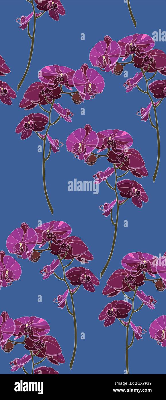 Floral seamless background pattern with orchids flowers and leaves ...