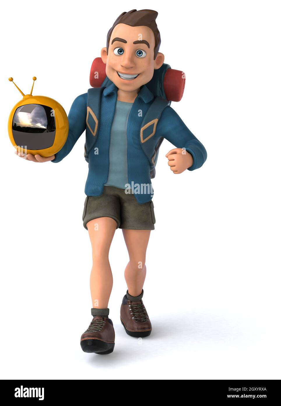Fun illustration of a 3D cartoon backpacker Stock Photo - Alamy