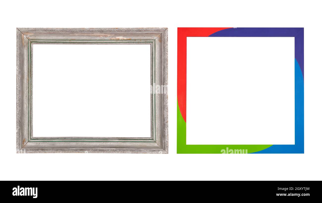 Antique and modern picture frame isolated on white background. Stock Photo