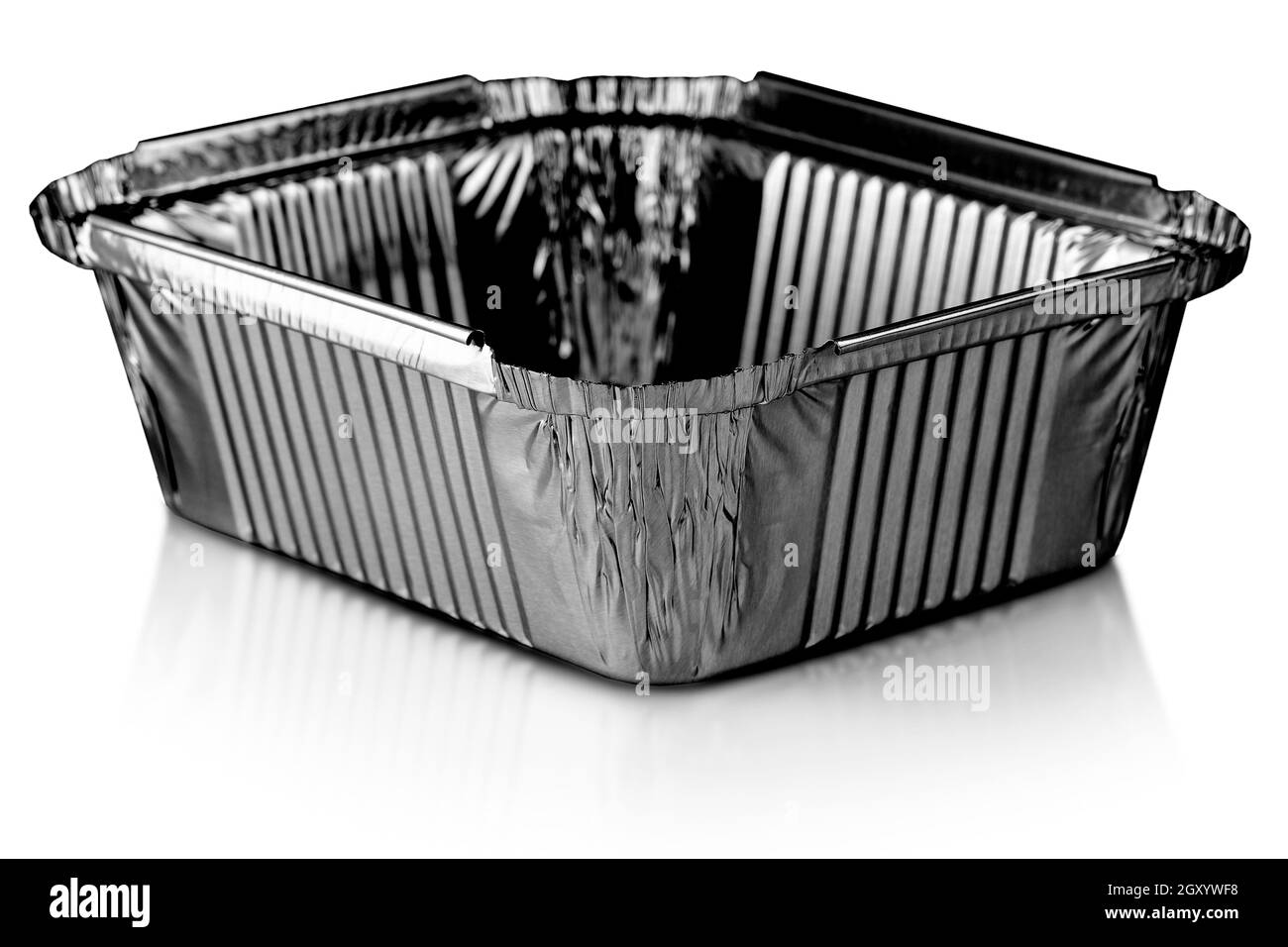 The black square aluminium foil baking cups on white background Stock