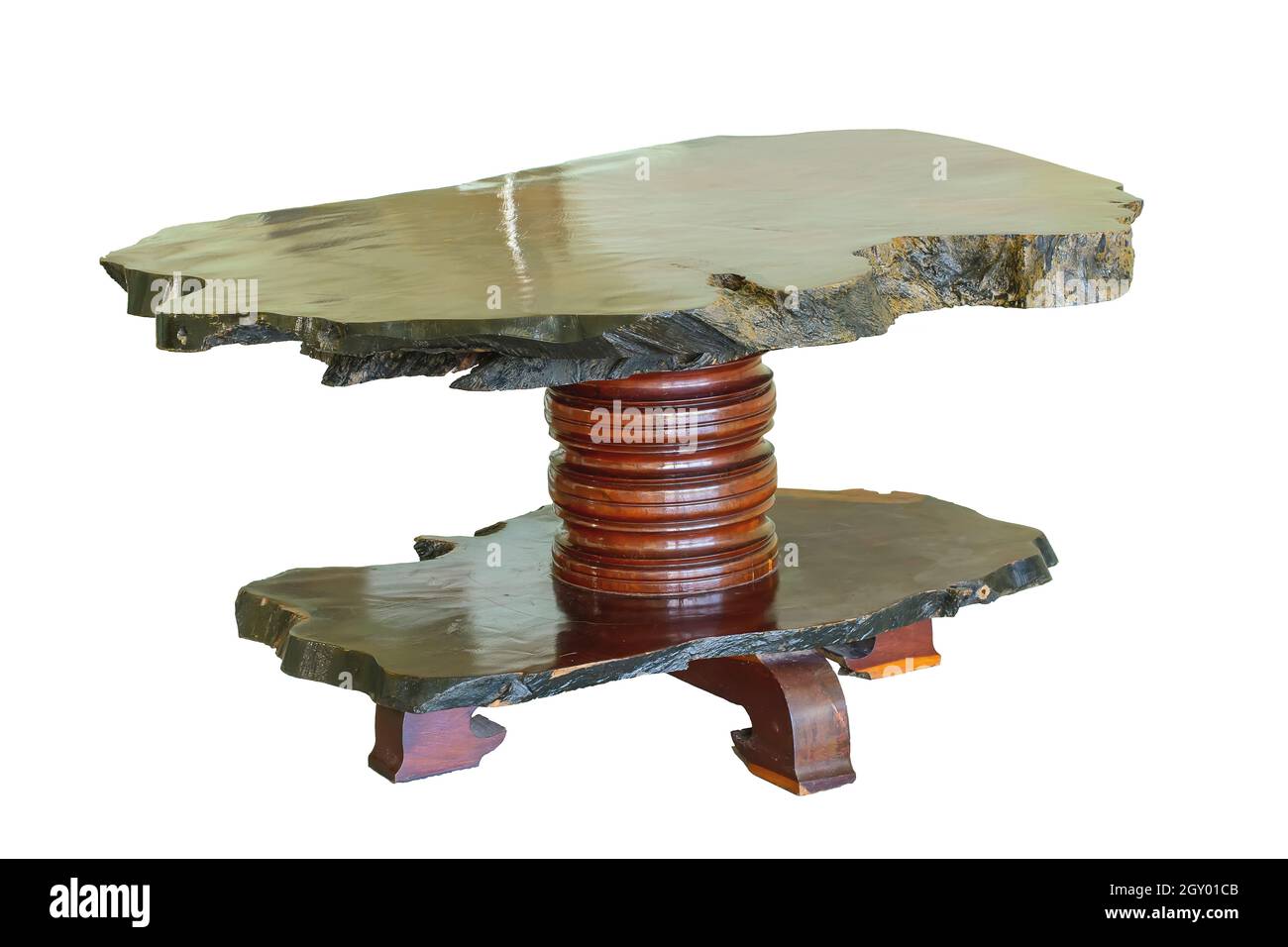 The wooden table isolated on a white background Stock Photo - Alamy