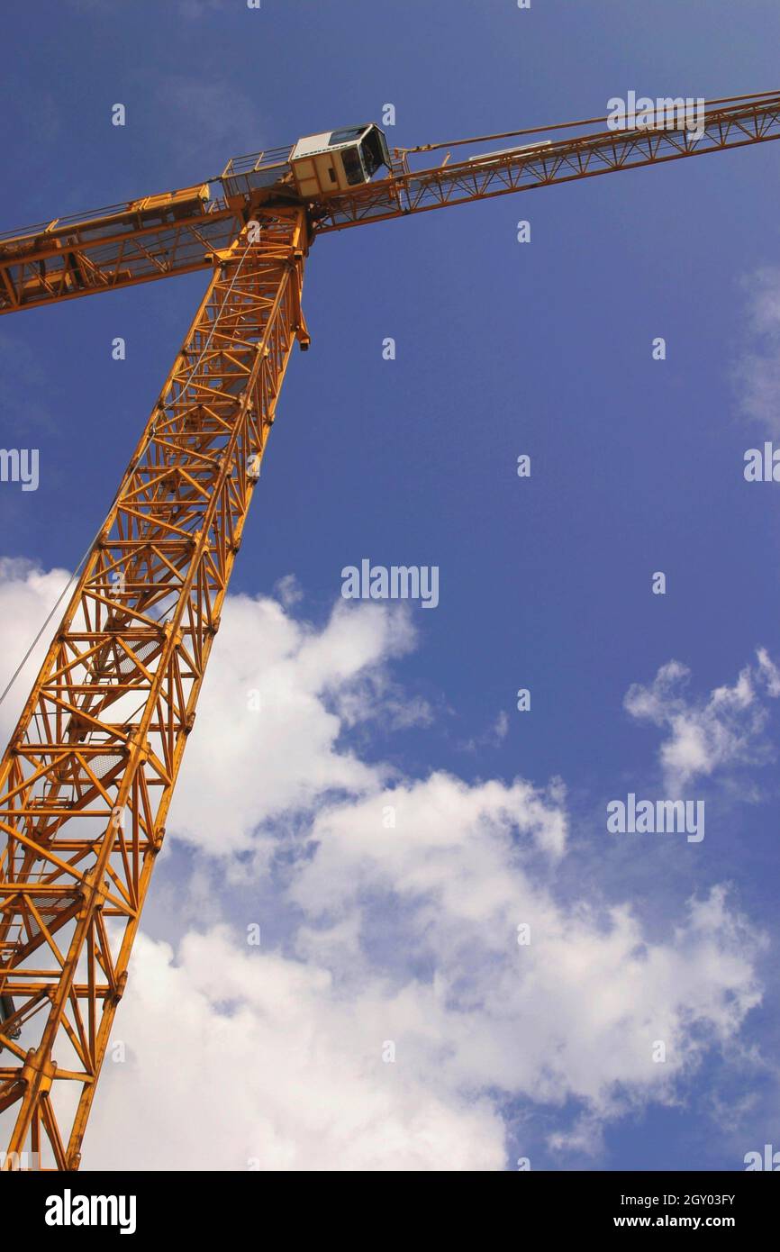crane, blue sky, Austria Stock Photo