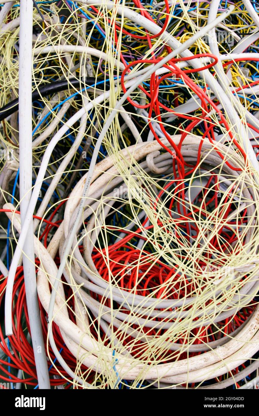 e-waste, old cables, Austria Stock Photo