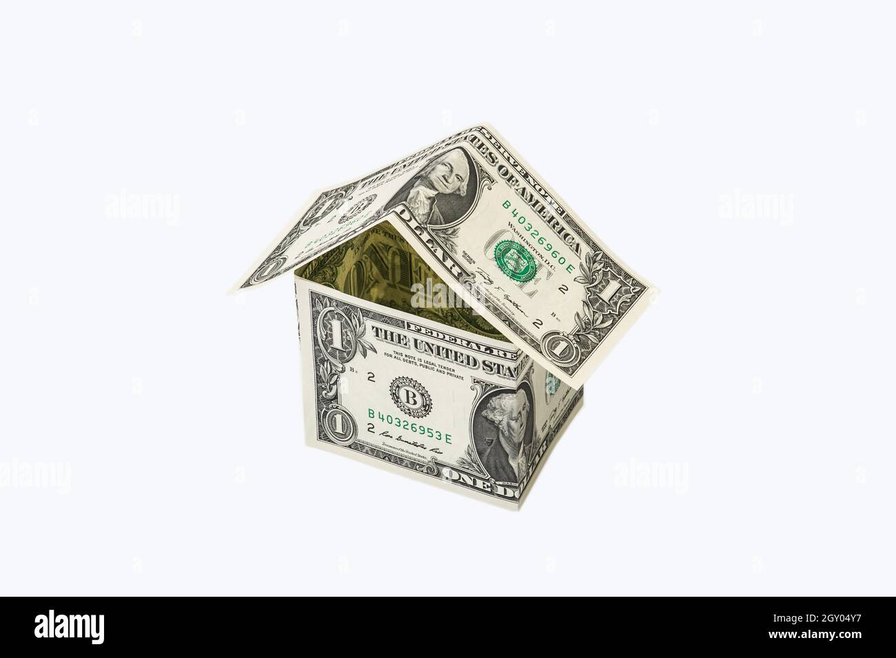 hous made of one dollar notes, USA Stock Photo