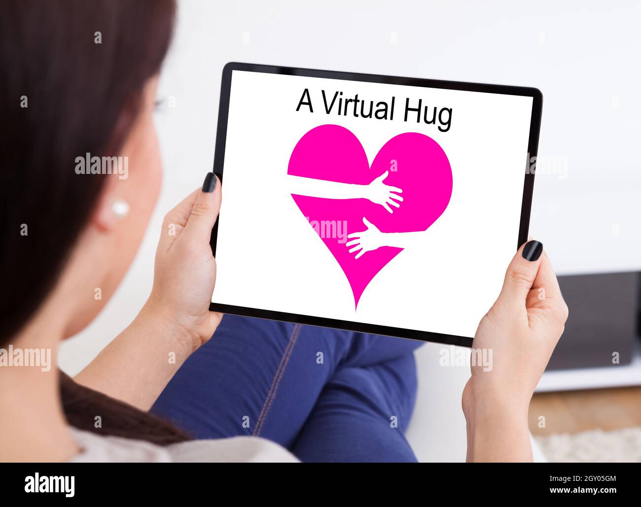 Virtual Internet Hug Message Support And Care Stock Photo Alamy