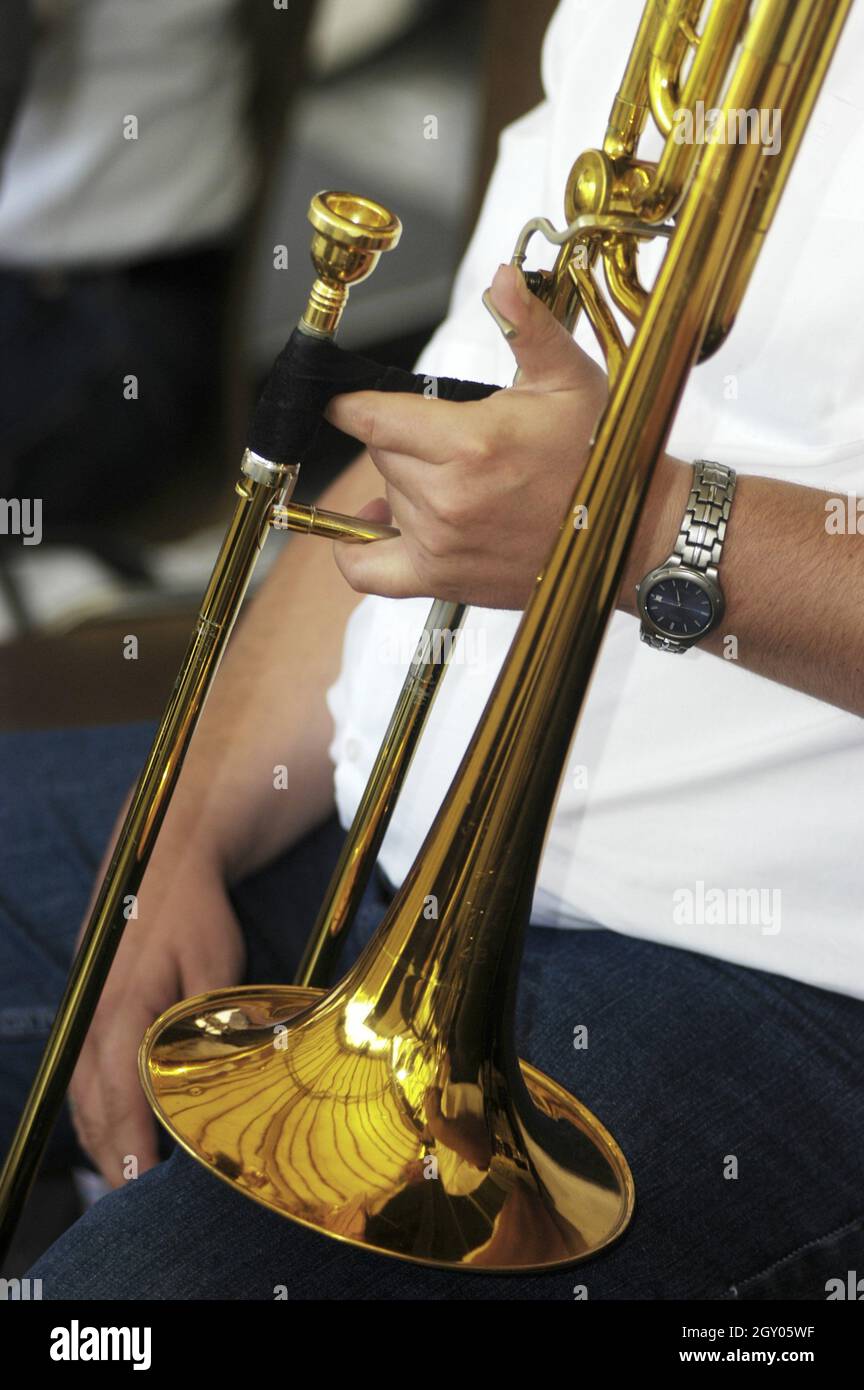 trombonist in a band, Germany Stock Photo - Alamy