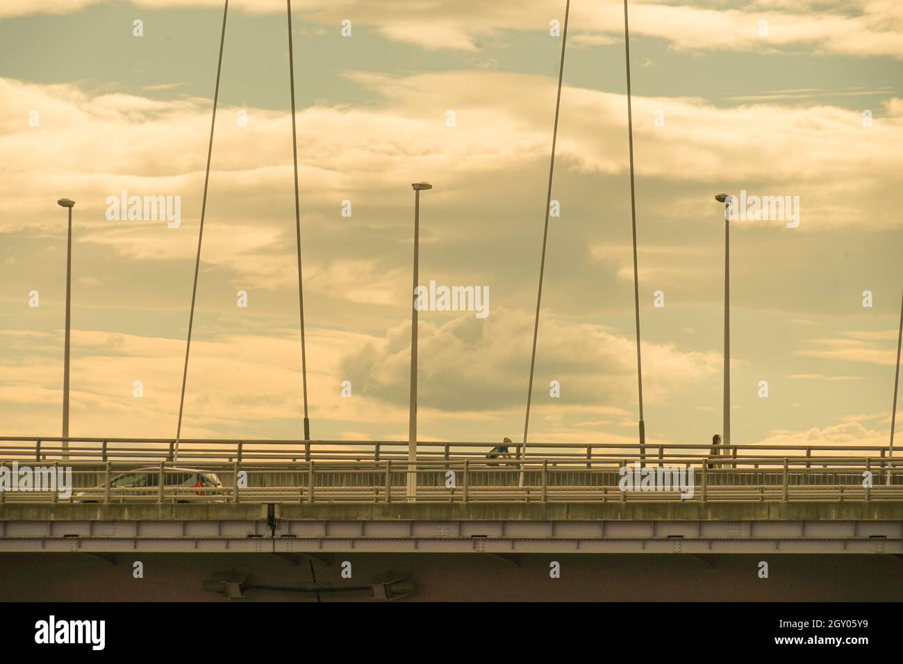 Tama Bridge and dusk sky. Shooting Location: Tokyo Akishima Stock Photo