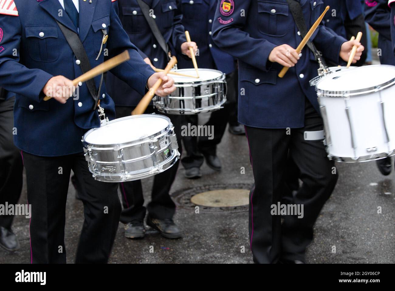 drummer with drum in a band during a procession, Germany Stock Photo