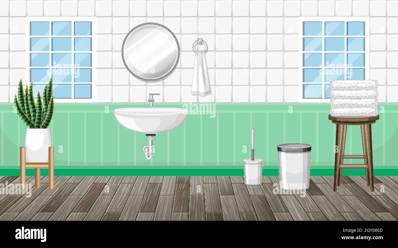 Bathroom interior design with furniture illustration Stock Vector Image ...