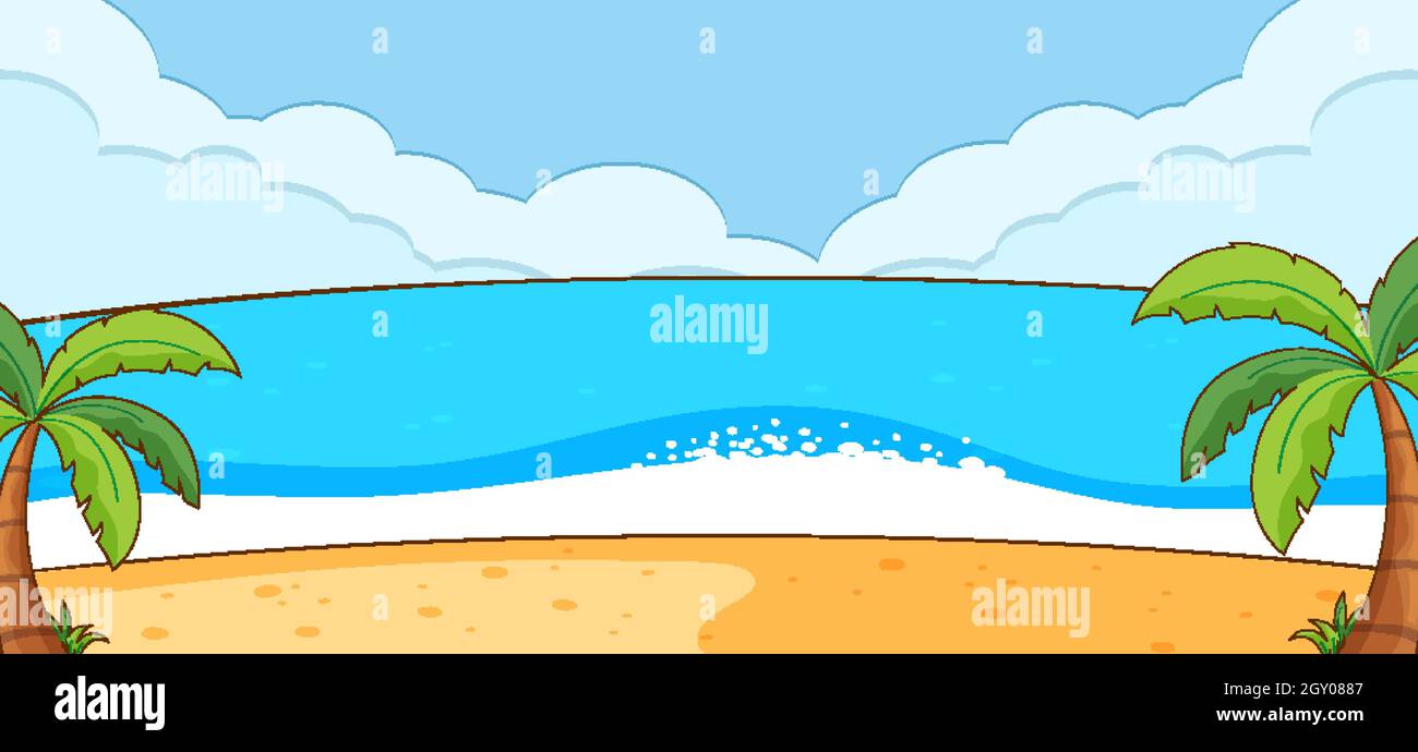 Empty beach landscape scene with blank sky illustration Stock Vector ...