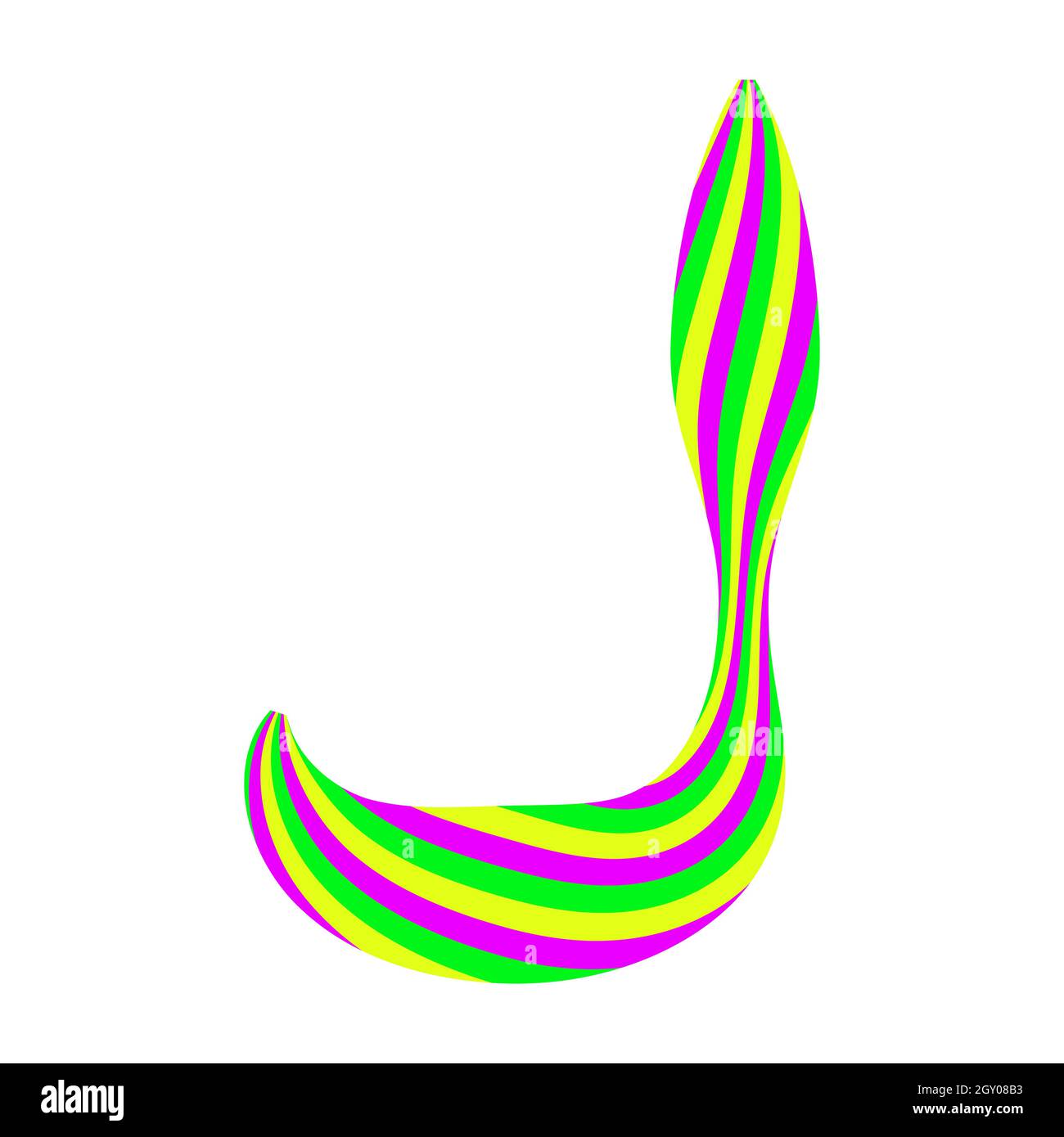 Capital letter J made from caramel candy isolated on white. Font made