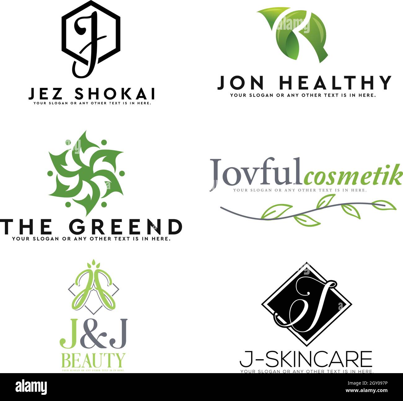 Set of healthy cosmetics nature beauty logo design Stock Vector
