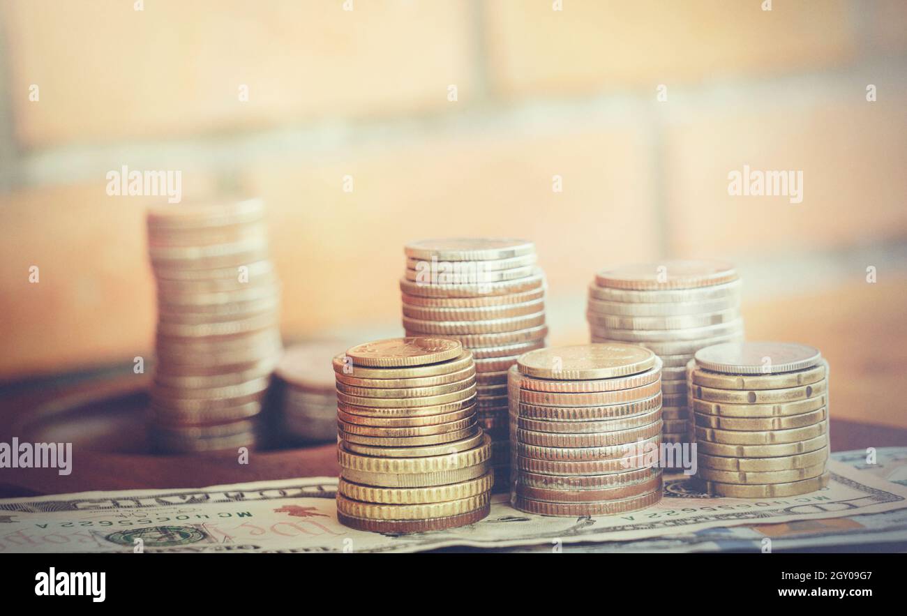 Stacks Of Loonies Stock Photo - Alamy