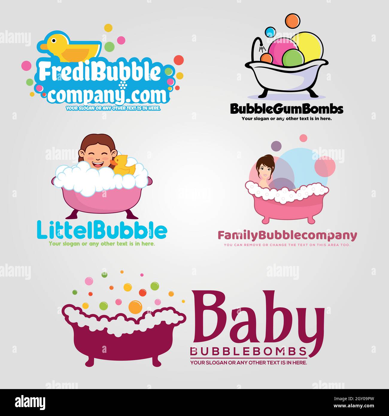 Set of colorful bathtub baby spa logo design Stock Vector Image & Art
