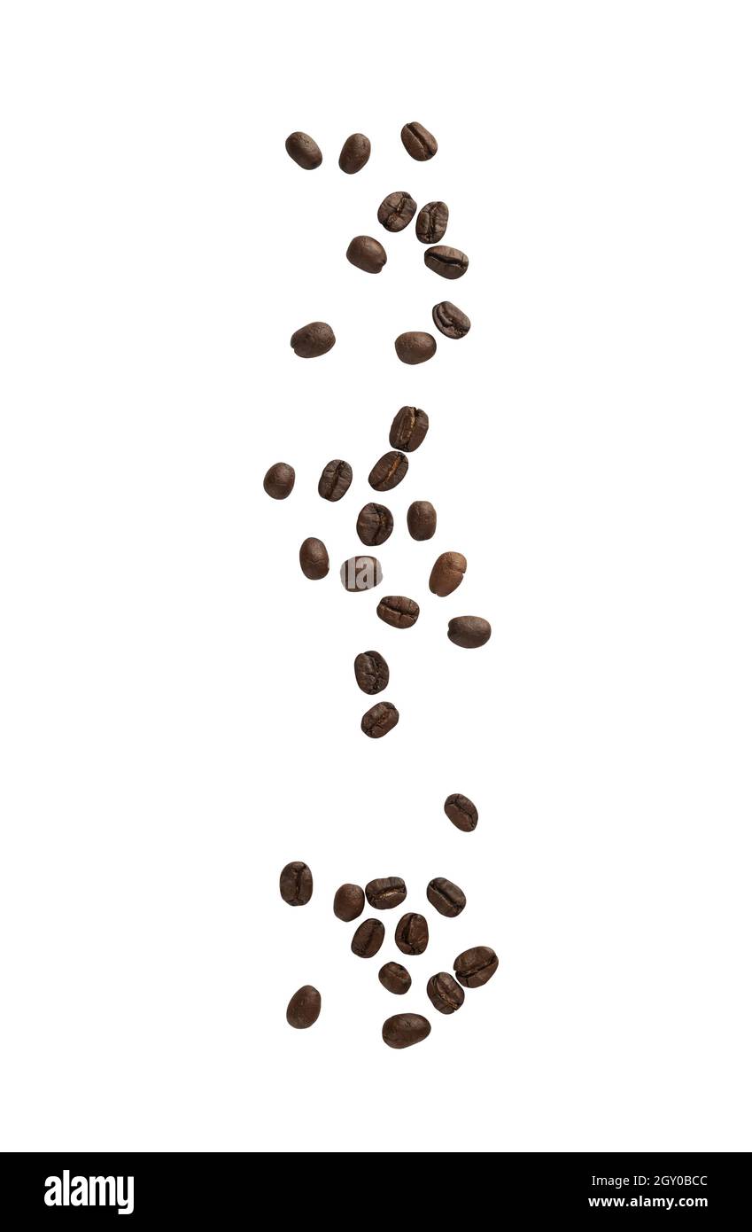 Coffee beans falling isolated on white background with clipping path ...