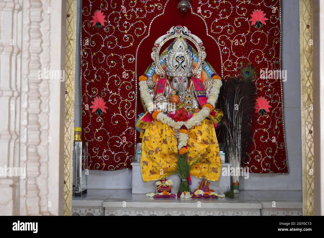 The Hindu God Ganesh at Shree Aayi Mata temple, Kondhwa Khurd, Pune, Maharashtra Stock Photo