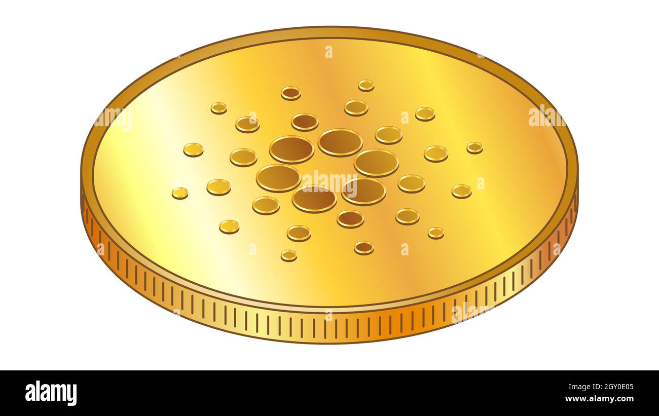 Gold coin Cardano ADA in isometric top view isolated on white. Vector  design element Stock Photo - Alamy