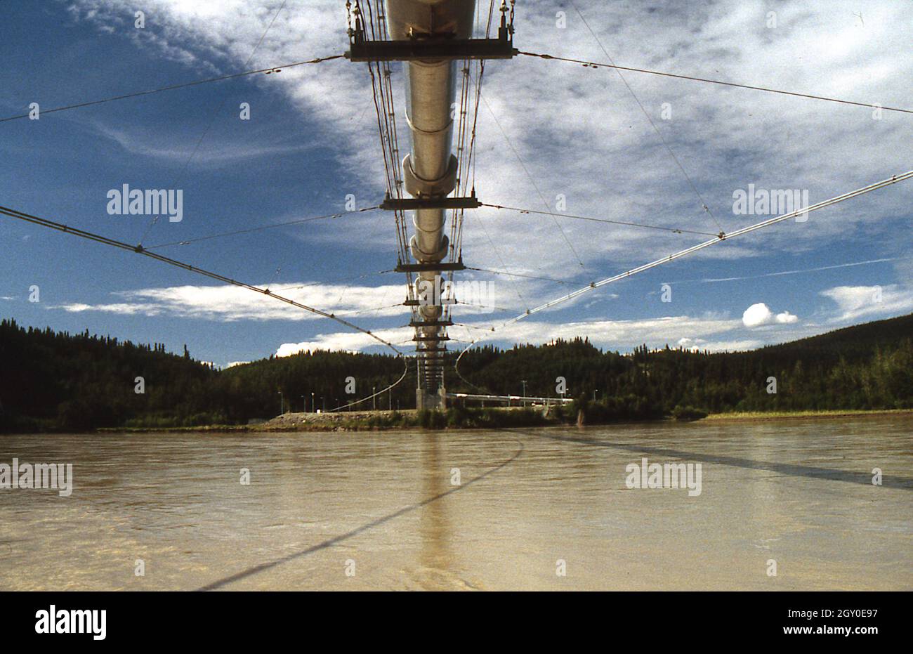 The  Trans Alaska Pipeline crosses the tanana river, Alaska Stock Photo