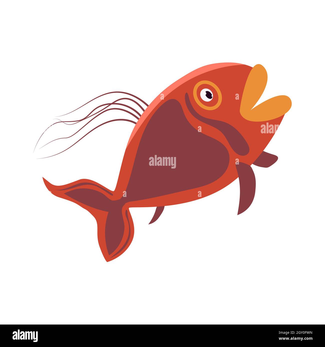 Red fish with big lips isolated on white. Flexible thin fins. Vector EPS10  Stock Photo - Alamy