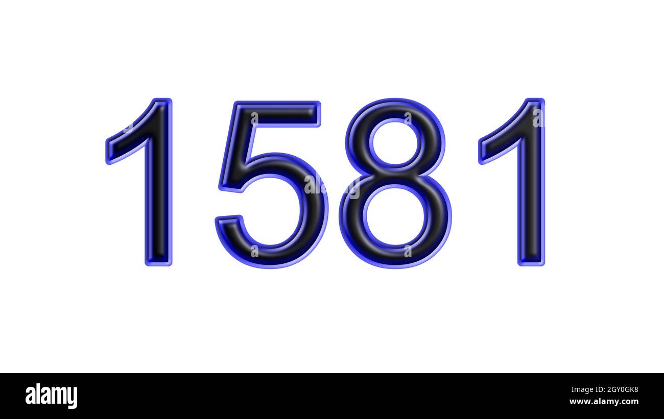 blue 1581 number 3d effect white background Stock Photo